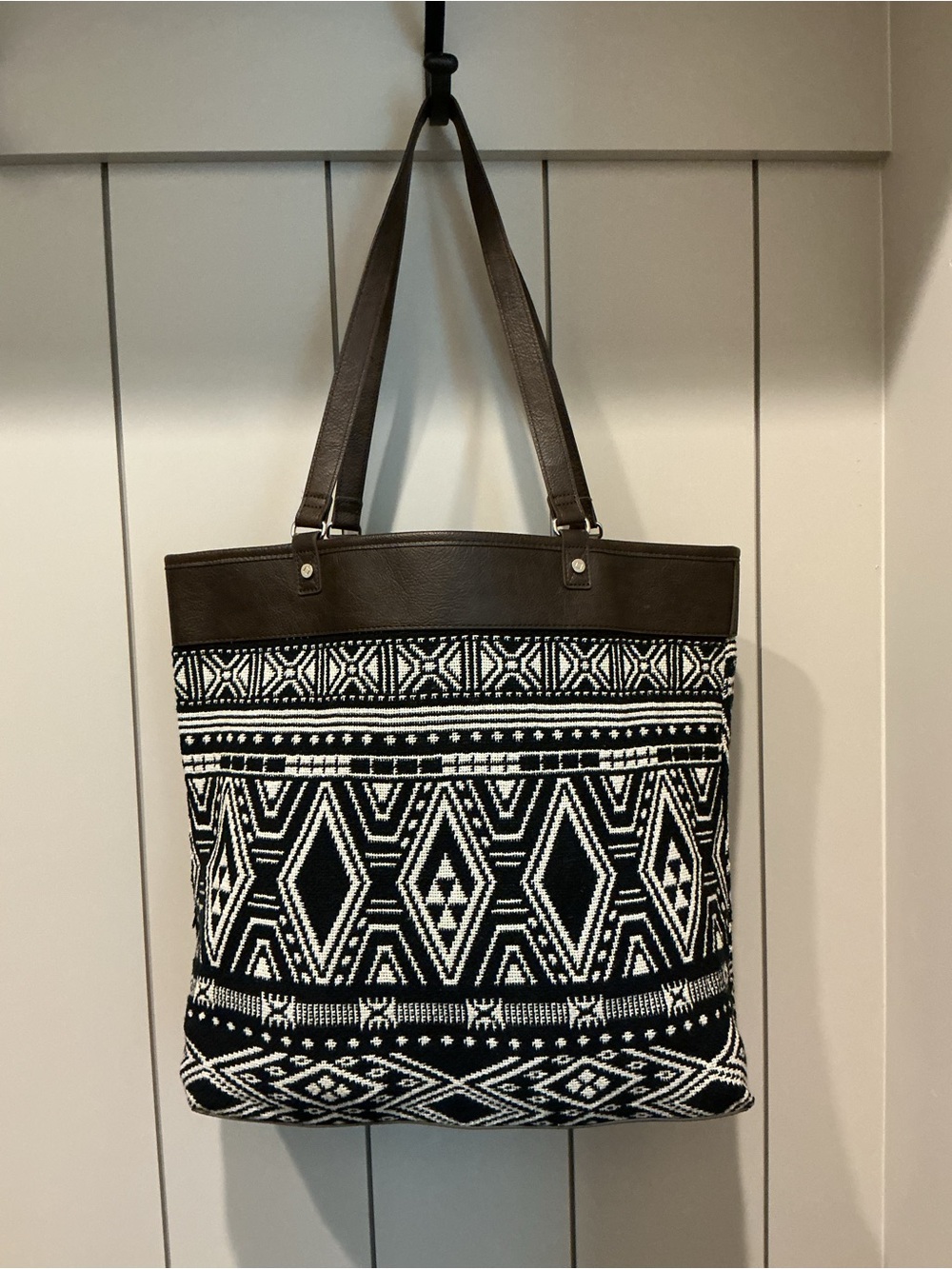 🖤 Thirty-One Jewell Collection Black & Ivory Boho Geometric Tote Bag - Picture 2 of 10